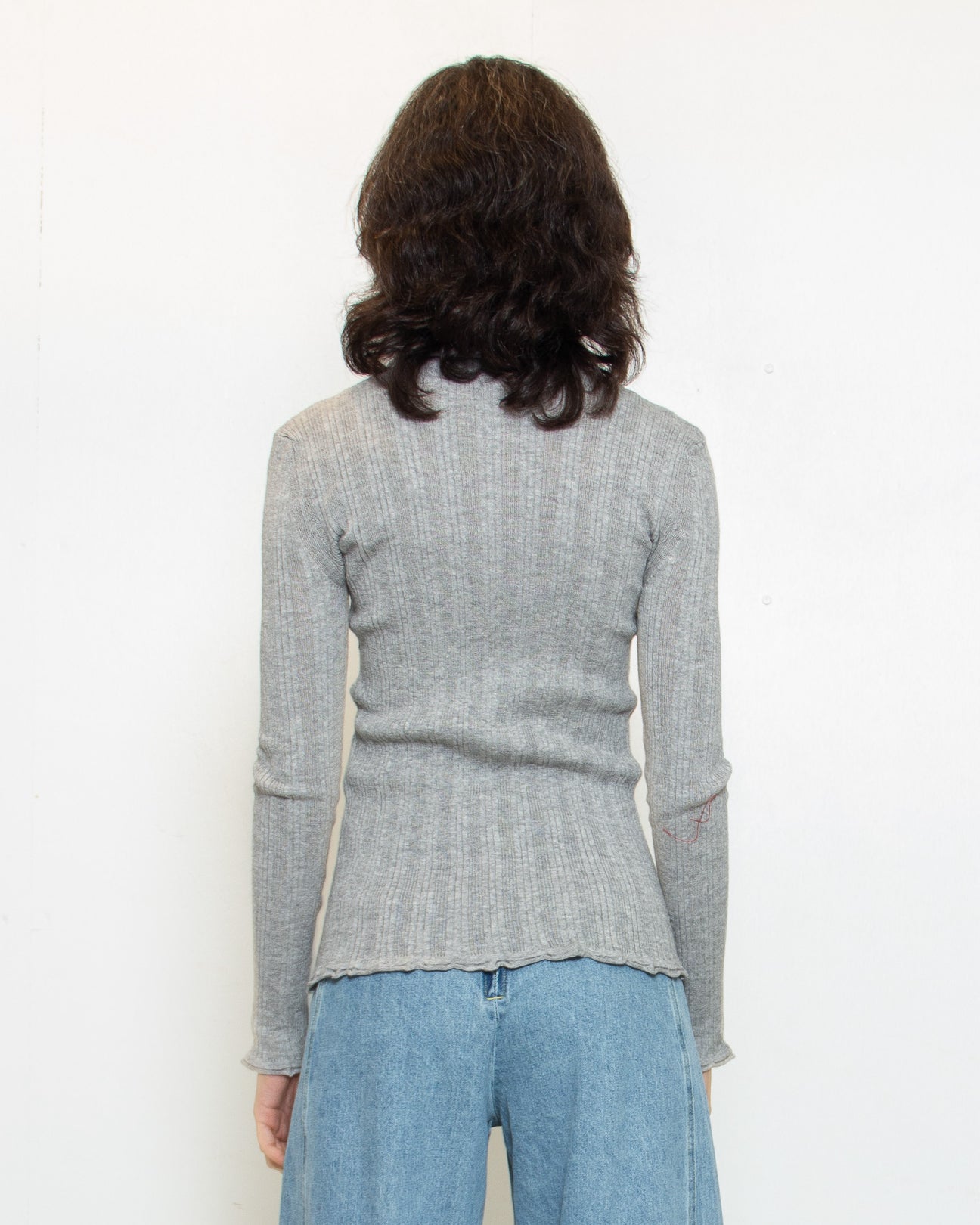 ATELIER DELPHINE Pointelle Cardigan in Silver