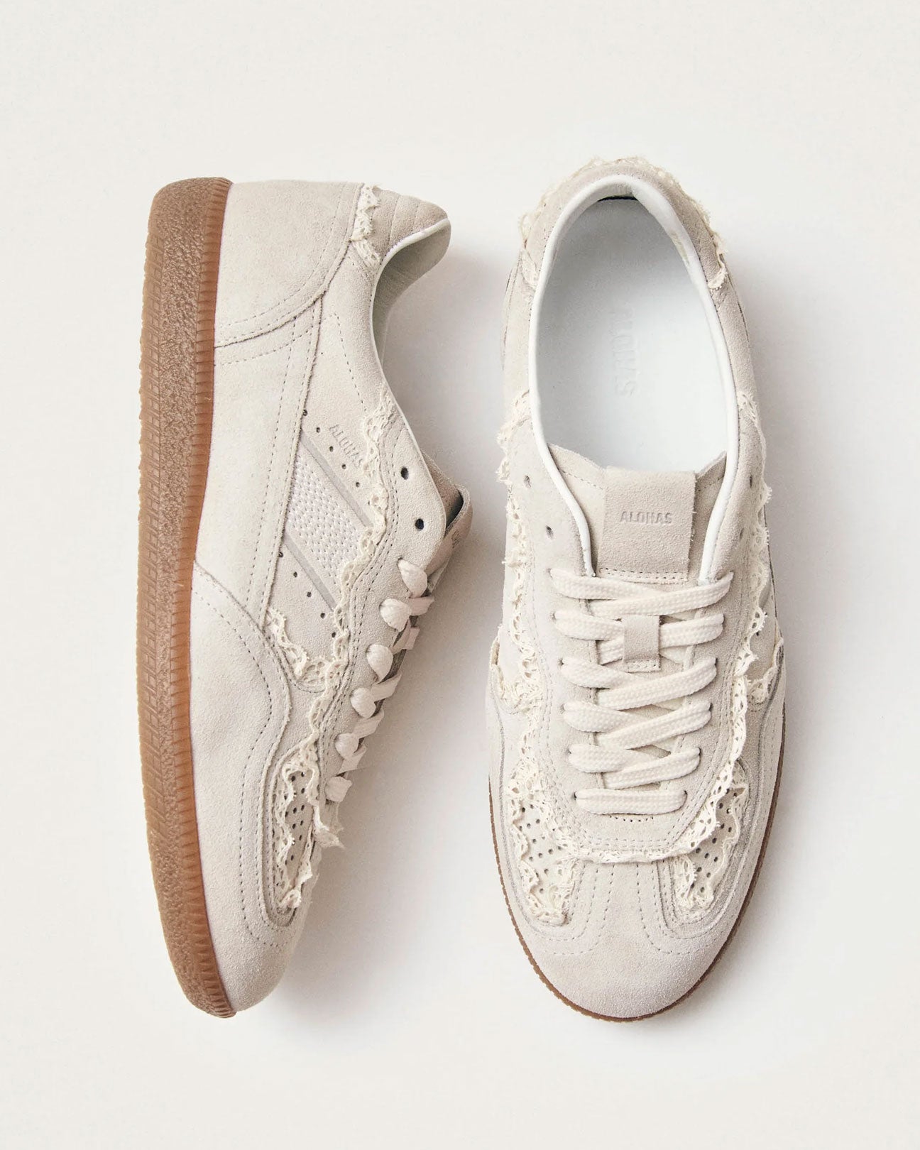 ALOHAS Leather Sneakers in Crochet Cream