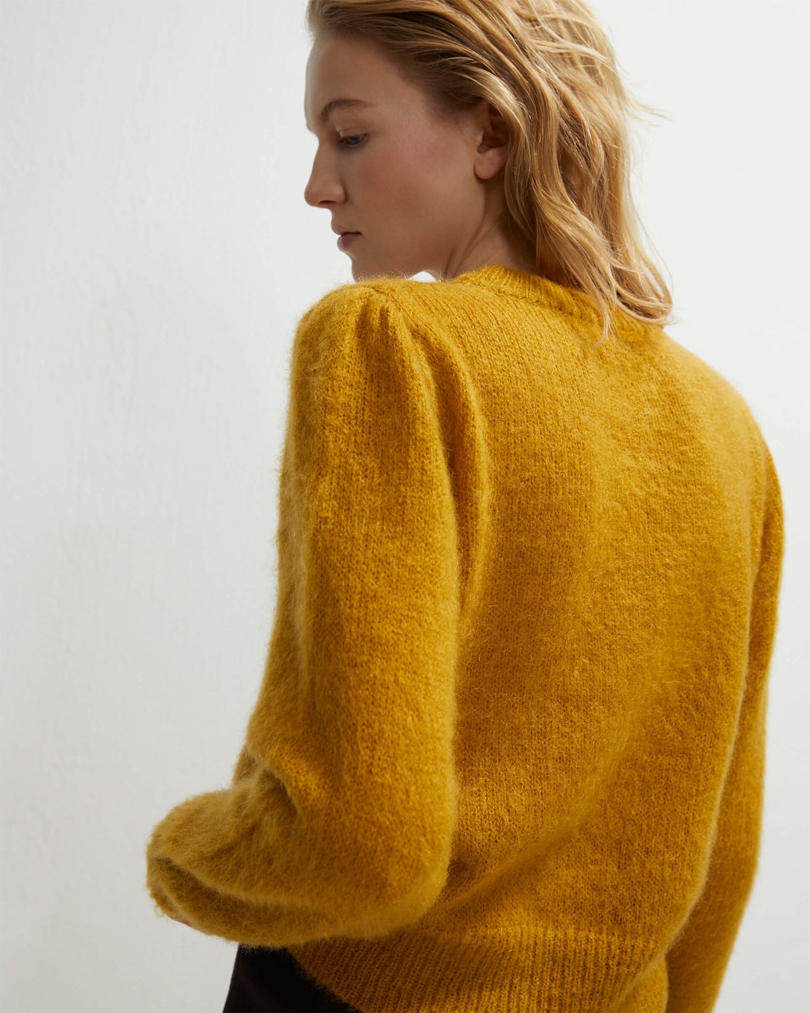 BEATRICE.B Cat Crewneck Sweater in Chartreuse available at Lahn.shop