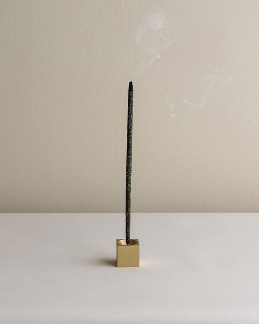 CEDAR AND MYRRH Cubic Matte Brass Incense Holder
