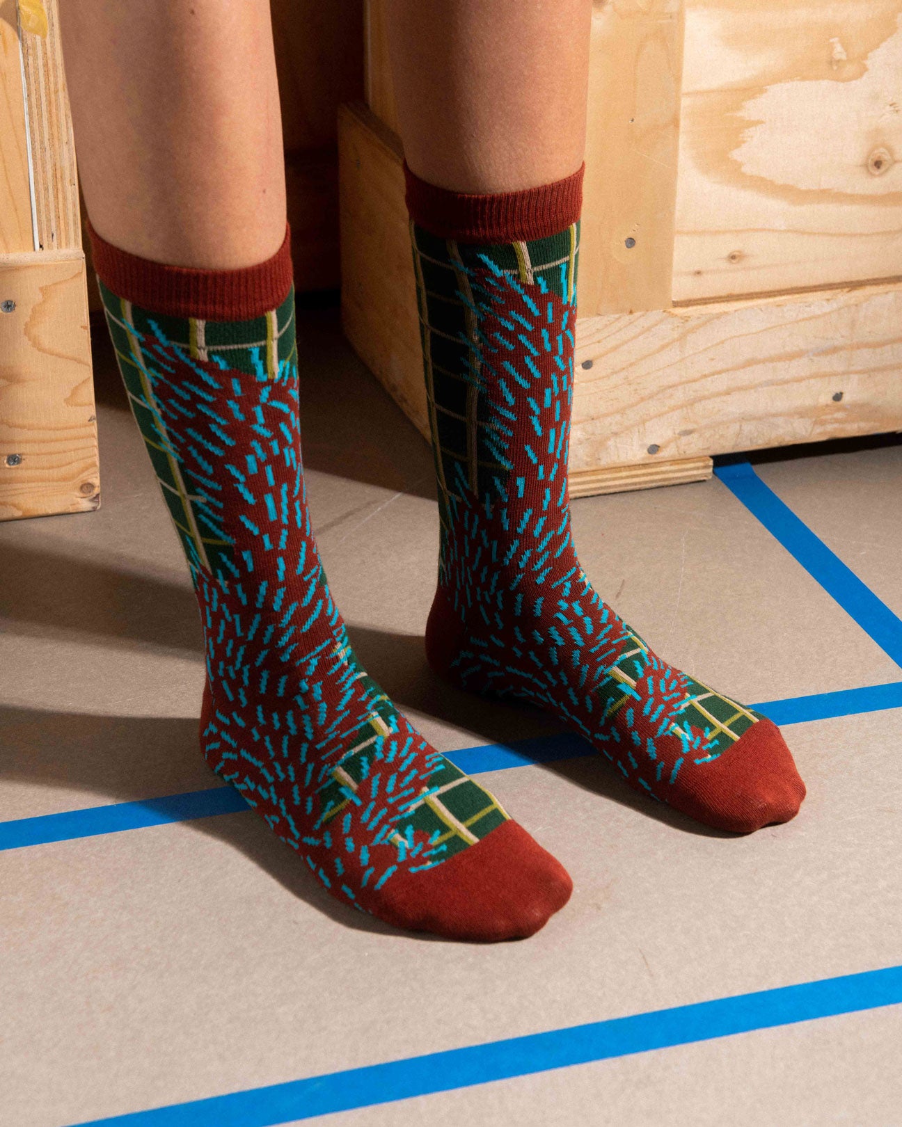 HENRIK VIBSKOV Foxy Socks in Green Red Cactus available at Lahn.shop