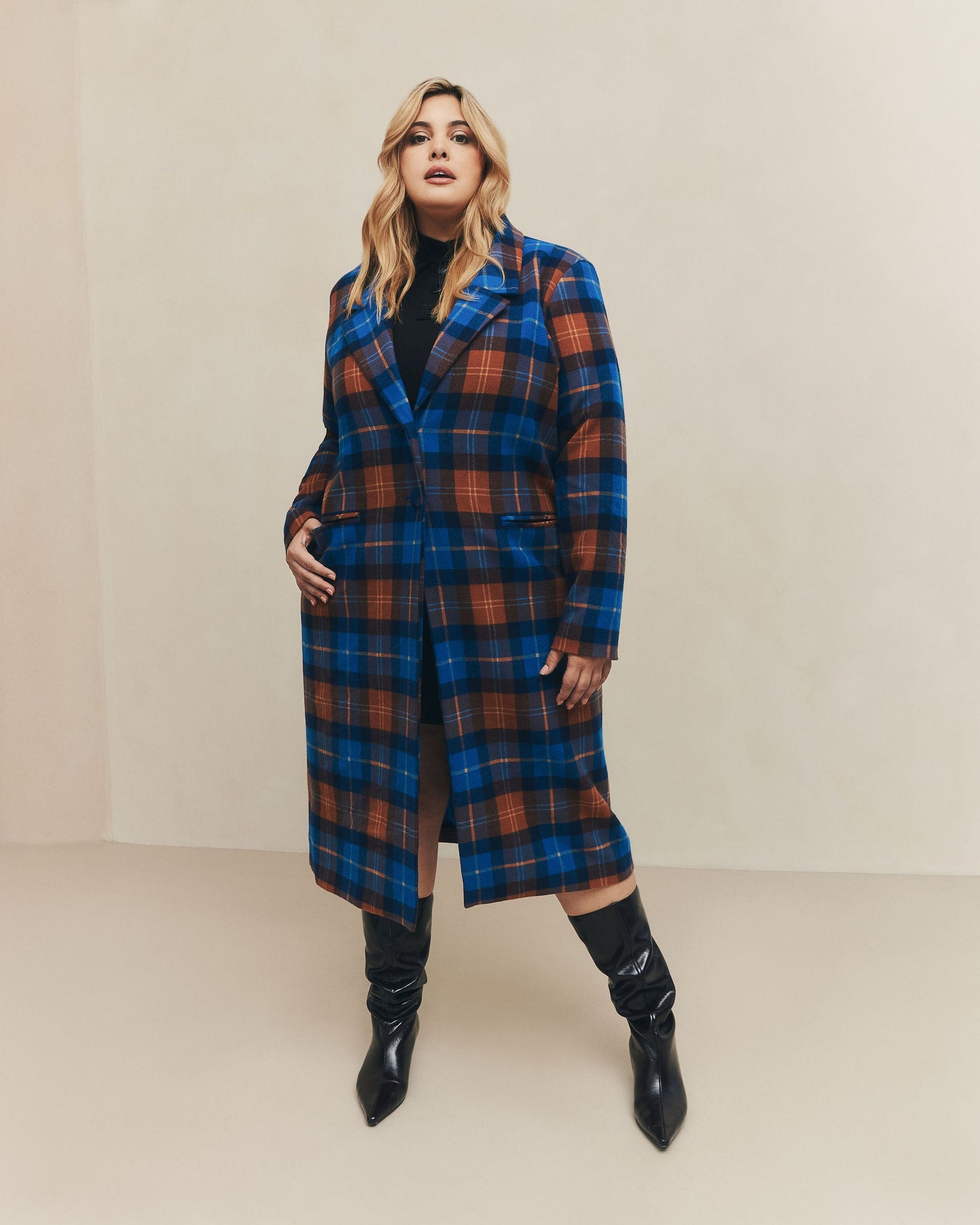 HILARY MACMILLAN Plaid Overcoat