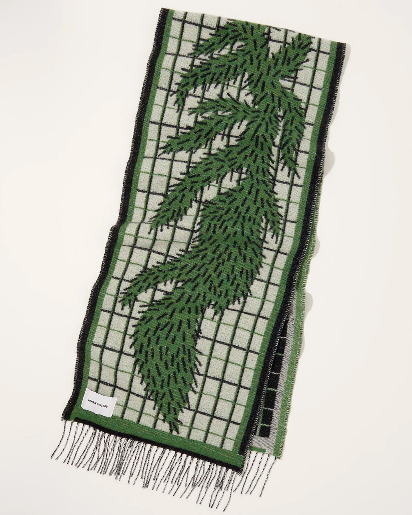 HENRIK VIBSKOV Foxy Wool Scarf in Green Beige Cactus available at Lahn.shop