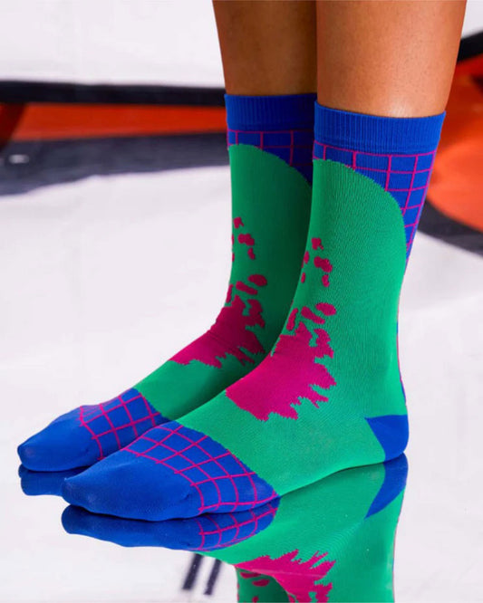 HENRIK VIBSKOV Papaya Socks in Blue Green Violet available at Lahn.shop
