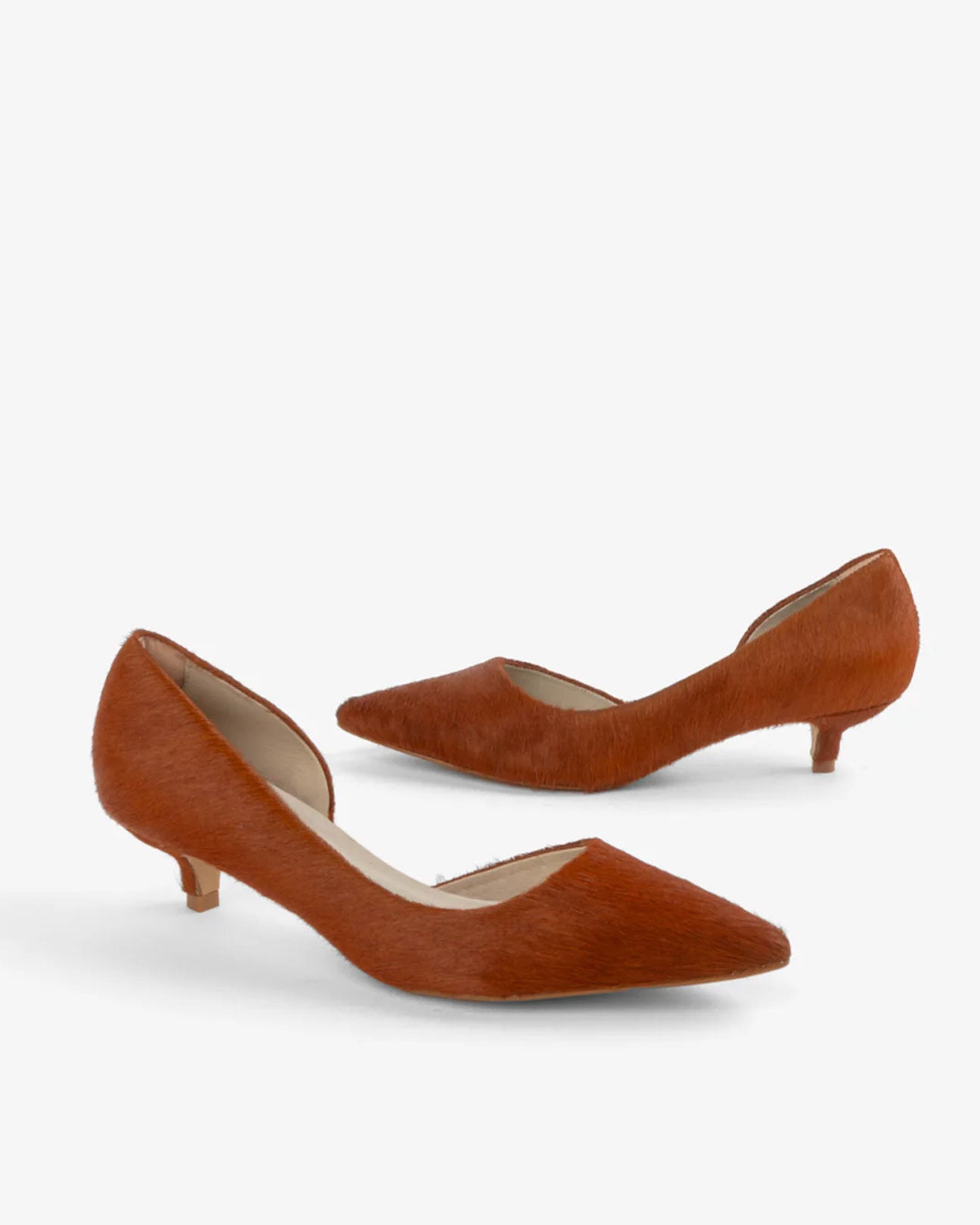 INTENTIONALLY BLANK Costa Cowhide Kitten Heel in Chestnut