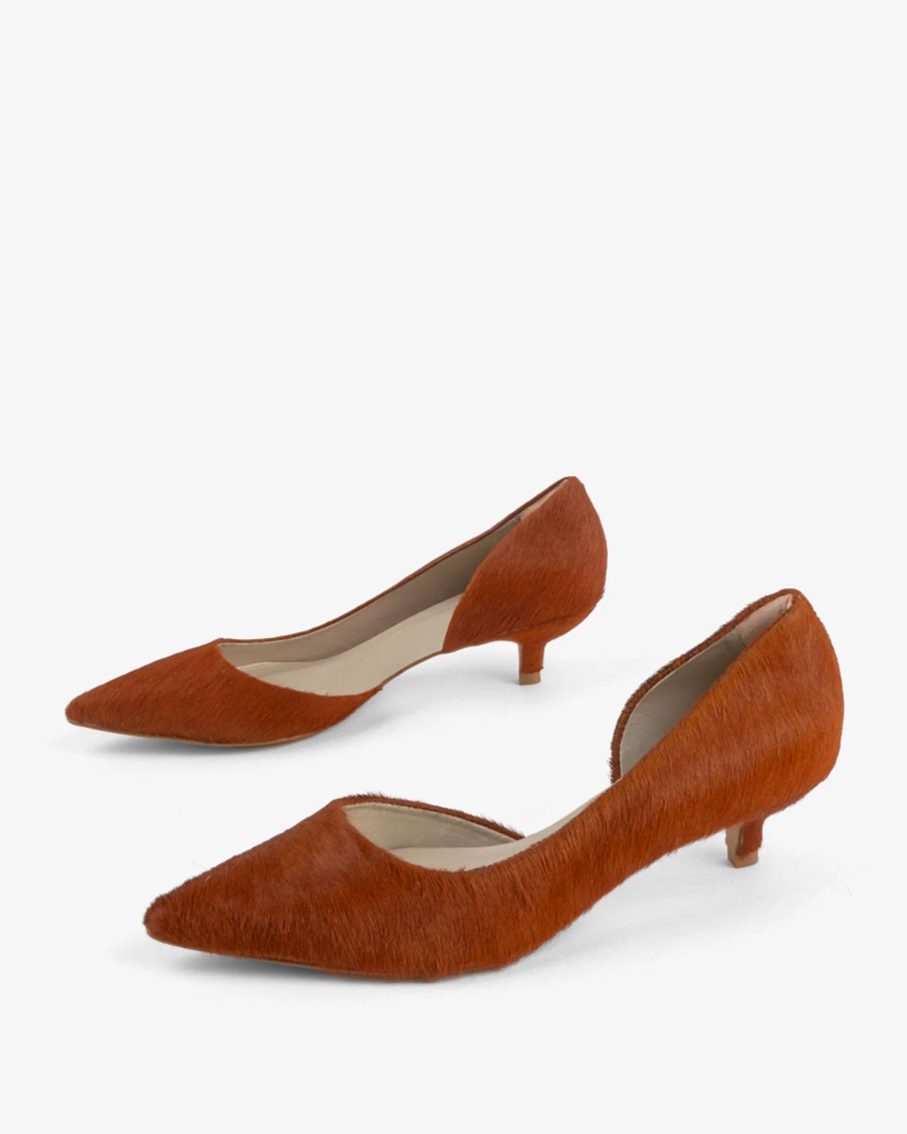 INTENTIONALLY BLANK Costa Cowhide Kitten Heel in Chestnut