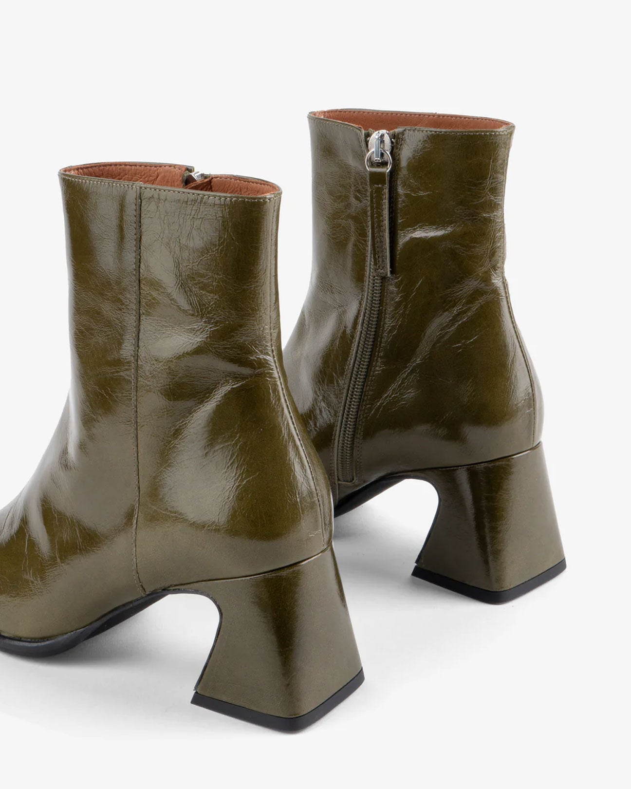 INTENTIONALLY BLANK Taffy Patent Leather Boots in Olive