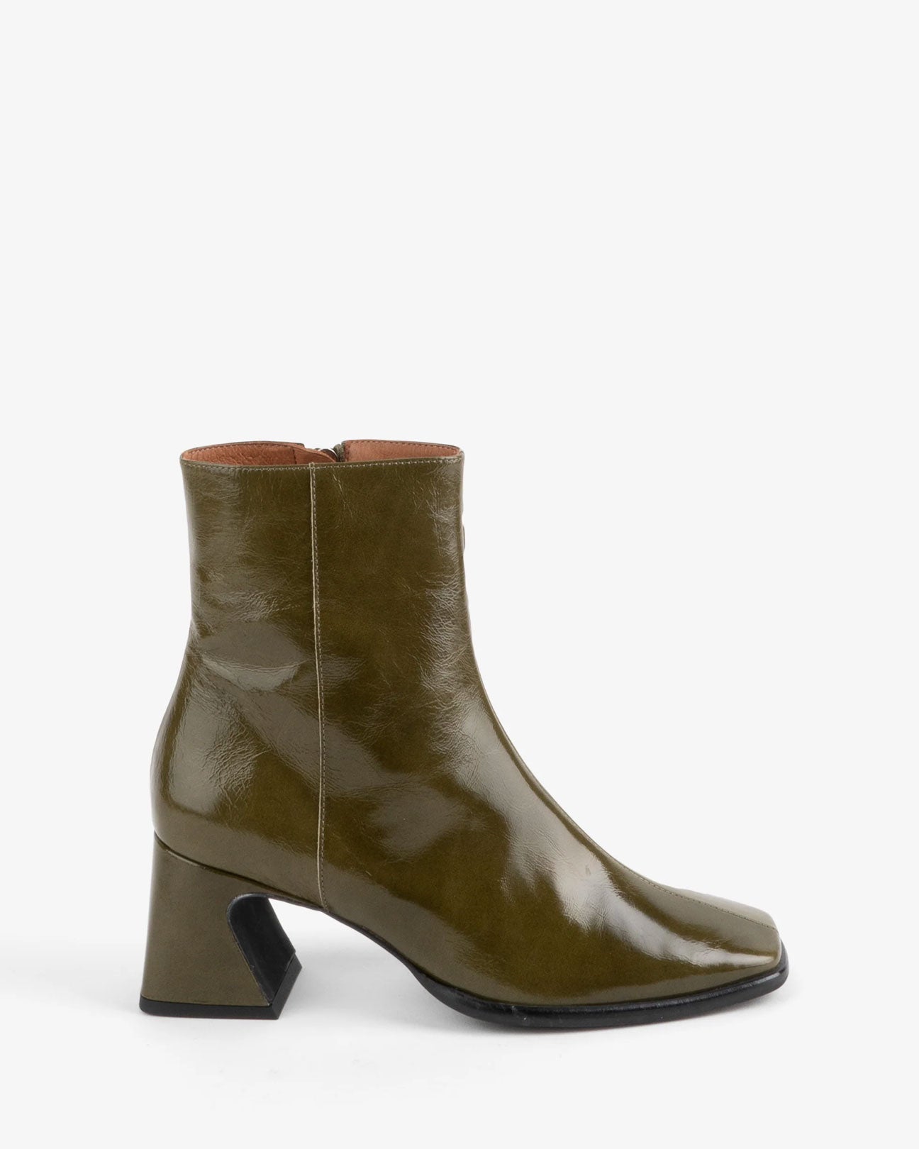 INTENTIONALLY BLANK Taffy Patent Leather Boots in Olive