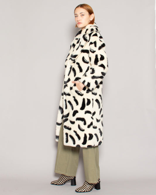 JAKKE Katie Faux Fur Coat in Paintbrush Print available at Lahn.shop