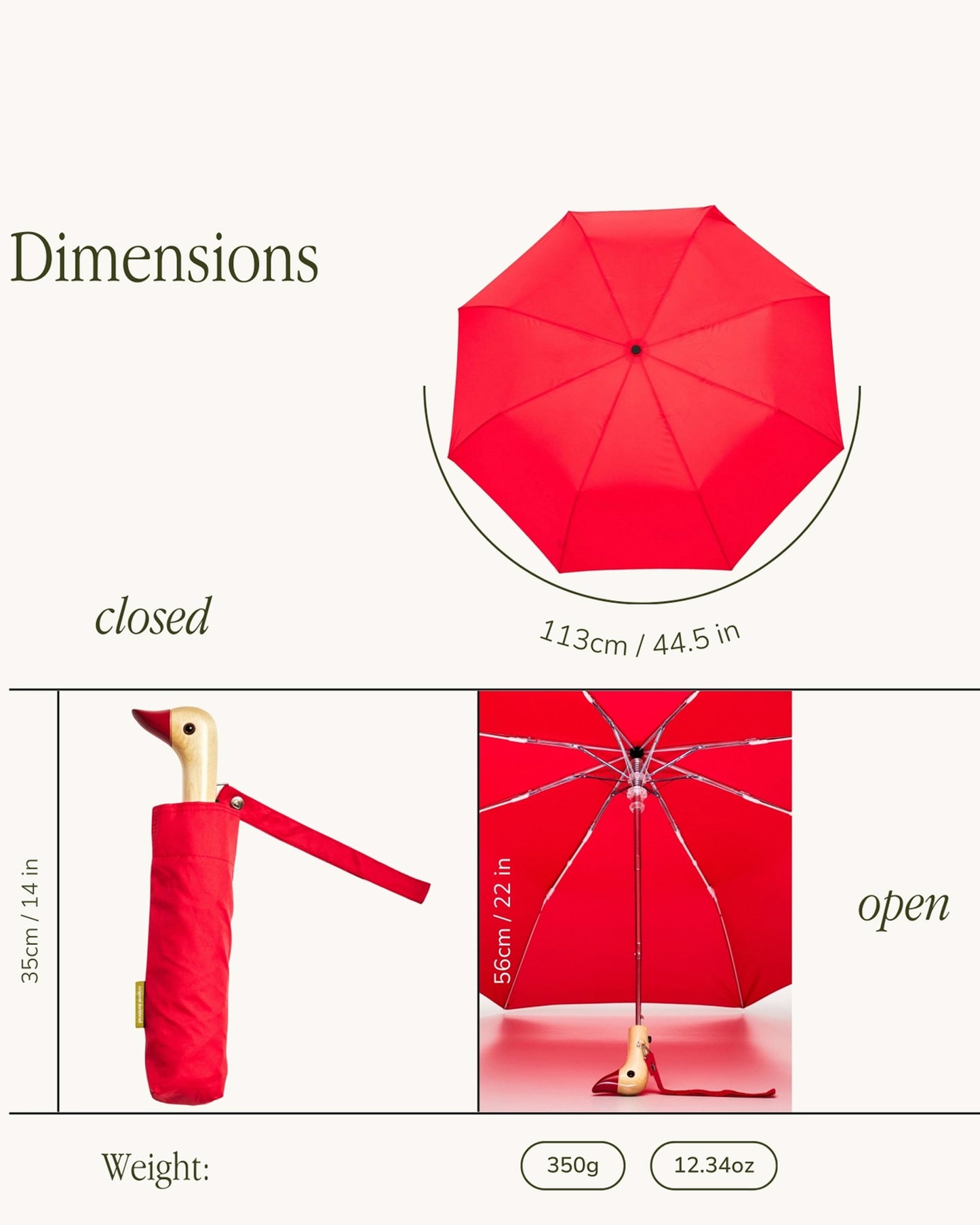 ORIGINAL DUCKHEAD Compact Umbrella in Red available at Lahn.shop