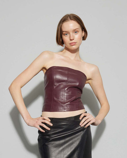 OVAL SQUARE Reflection Leather Top in Windsor Wine available at Lahn.shop