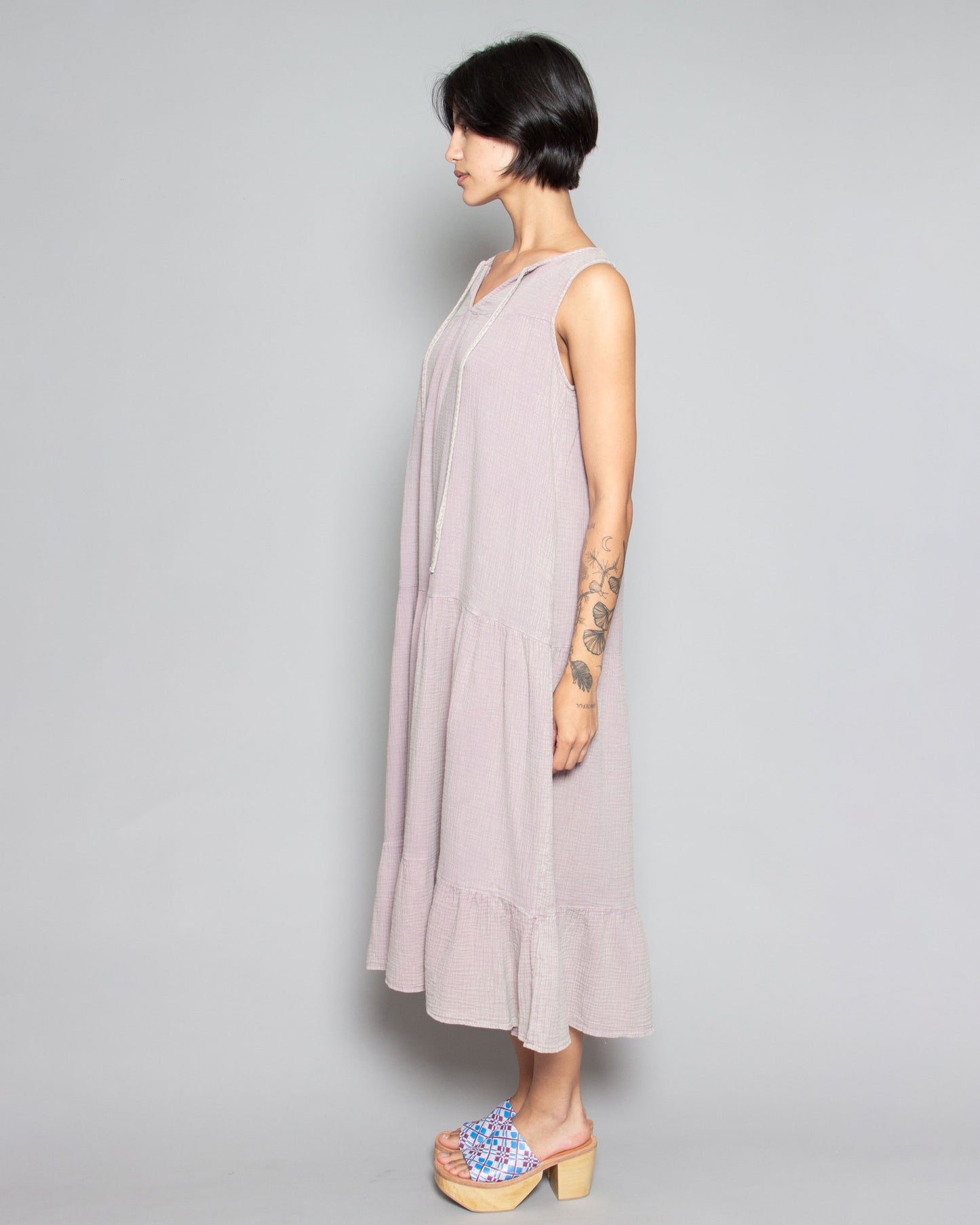 PERSONS Carolina Tiered Midi Dress in Lilac
