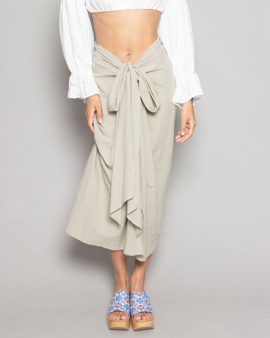 PERSONS Kennedy Sarong Skirt in Thyme available at Lahn.shop