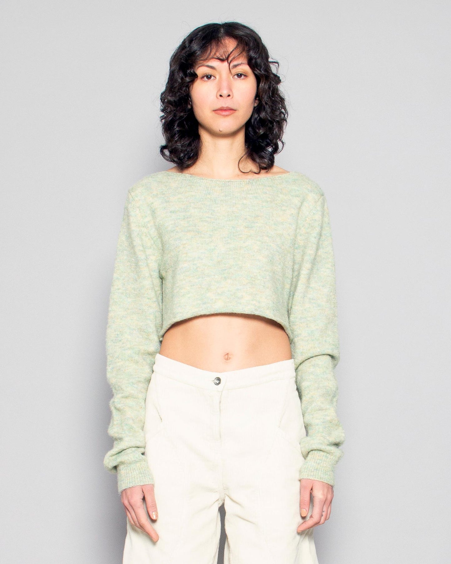 PERSONS Aria Cropped Sweater in Matcha available at Lahn.shop
