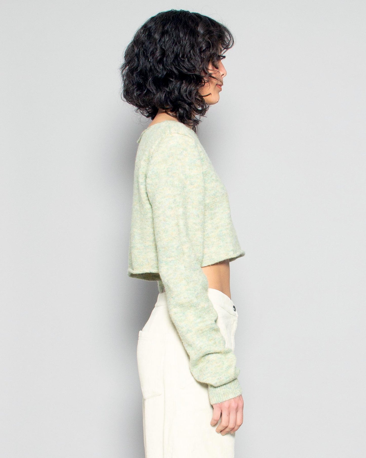 PERSONS Aria Cropped Sweater in Matcha available at Lahn.shop