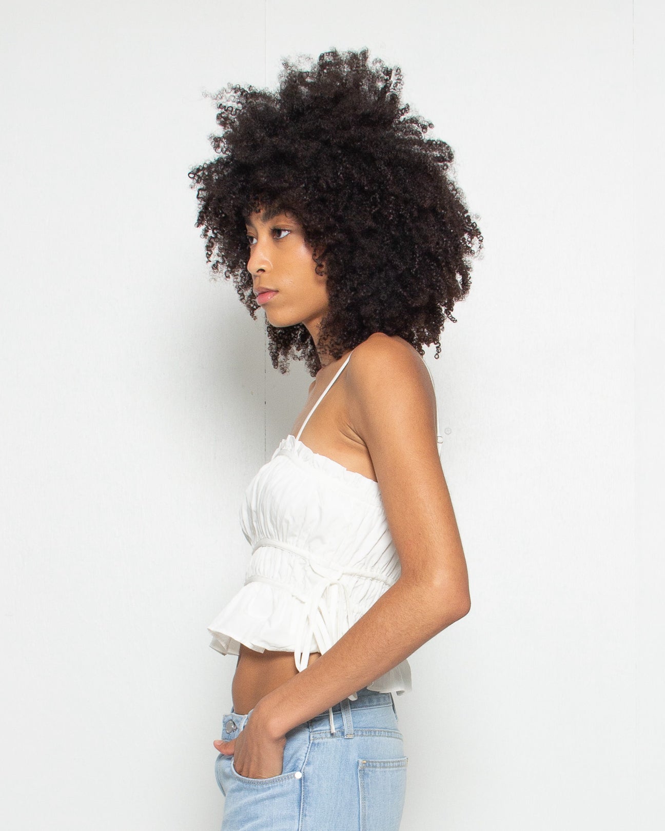 PERSONS Billie Tie Side Top In White