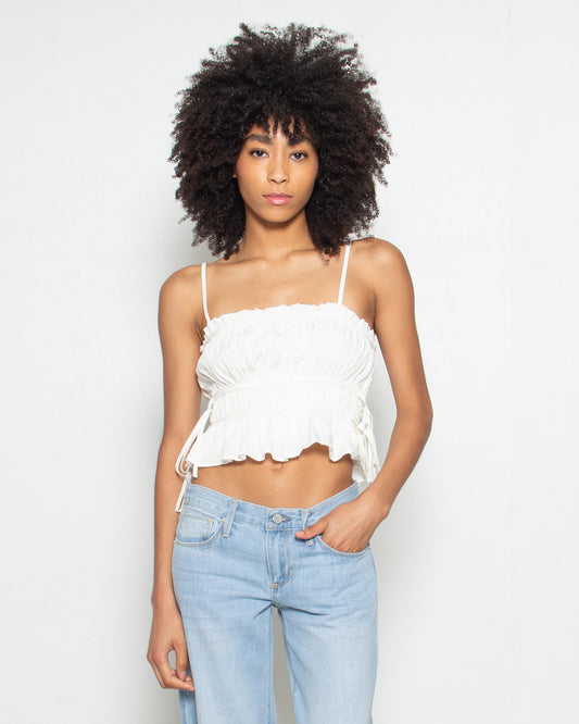 PERSONS Billie Tie Side Top In White