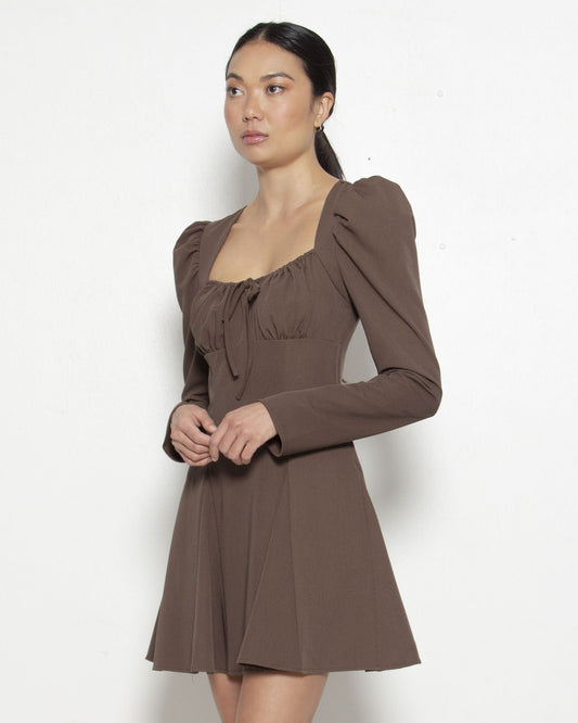 PERSONS Brigitte Babydoll Dress in Bark