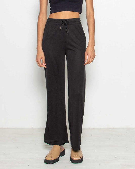 PERSONS Chase Ribbed Knit Lounge Pant in Black
