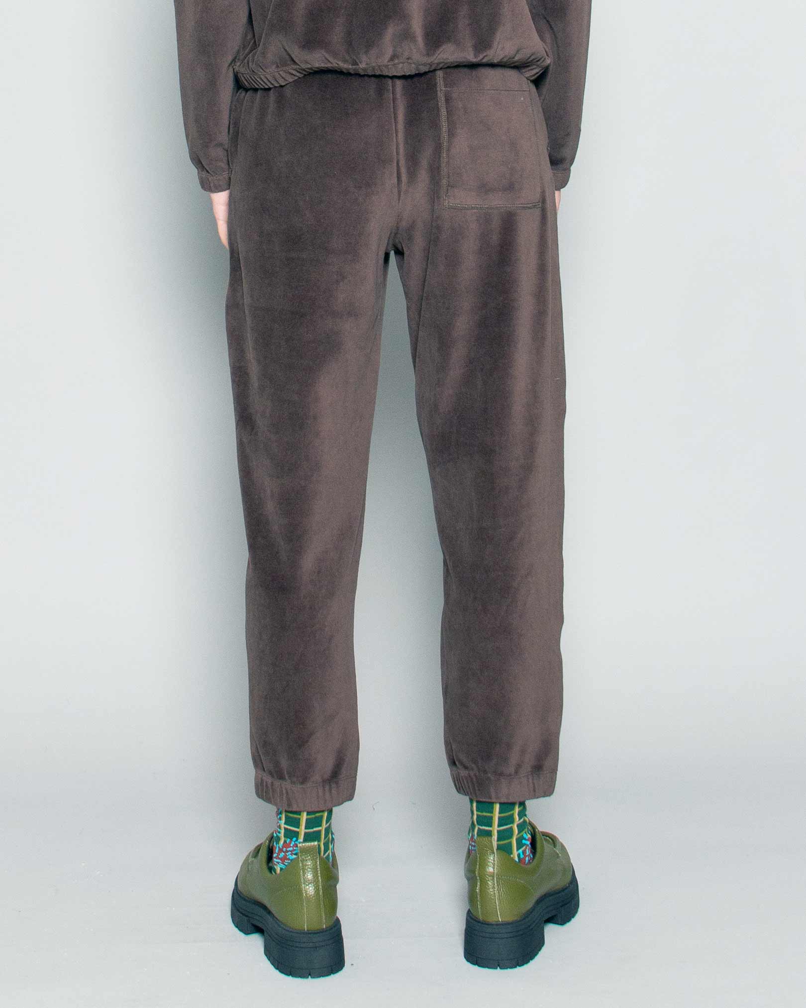 PERSONS Gino Velvet Track Pants in Espresso