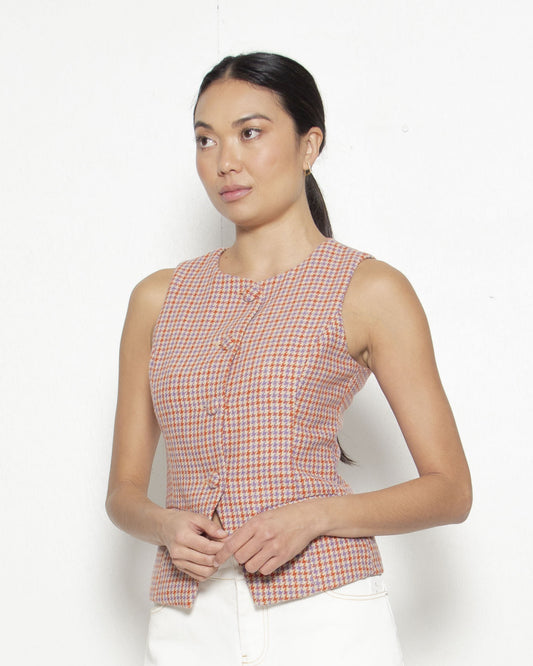 PERSONS Ilana Houndstooth Vest