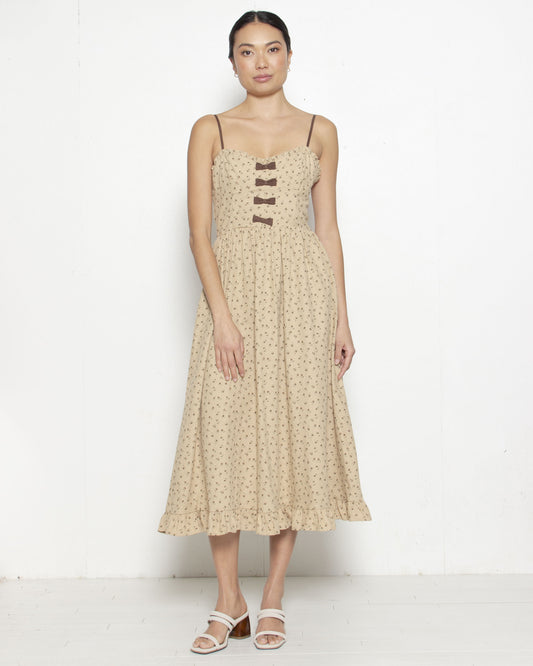 PERSONS Juliette Midi Sundress in Brown Floral