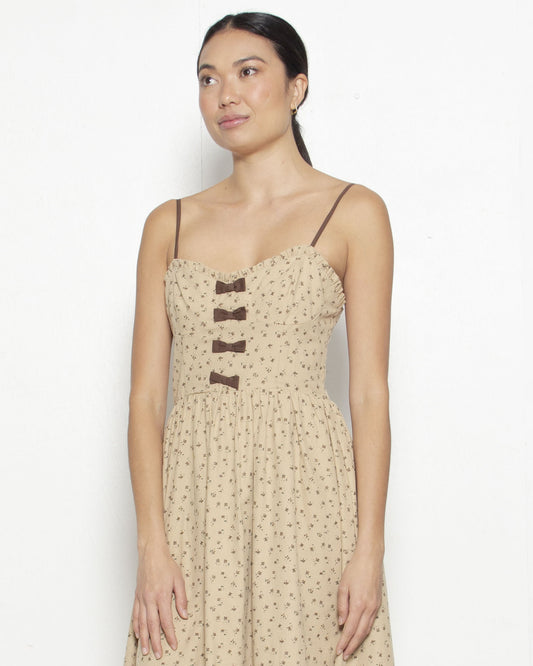 PERSONS Juliette Midi Sundress in Brown Floral