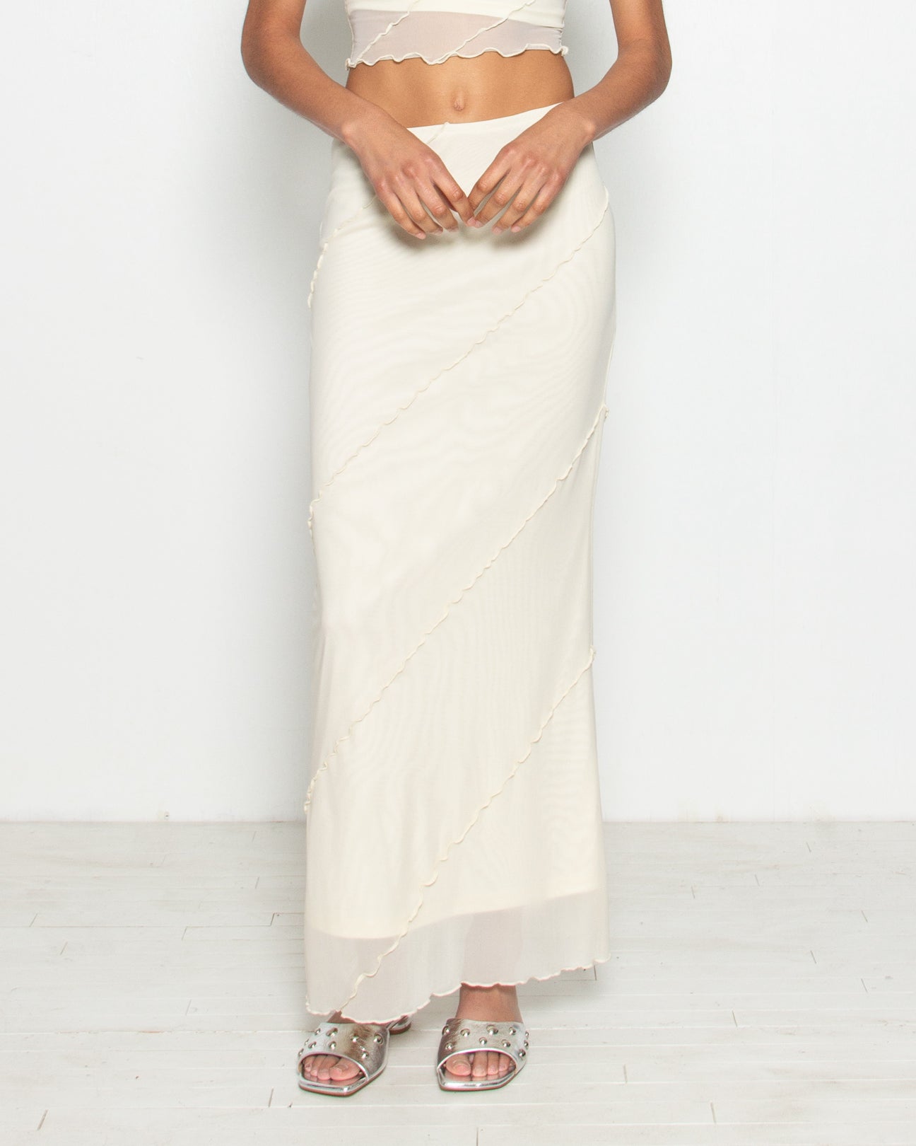 PERSONS Regina Mesh Maxi in Cream available at Lahn.shop