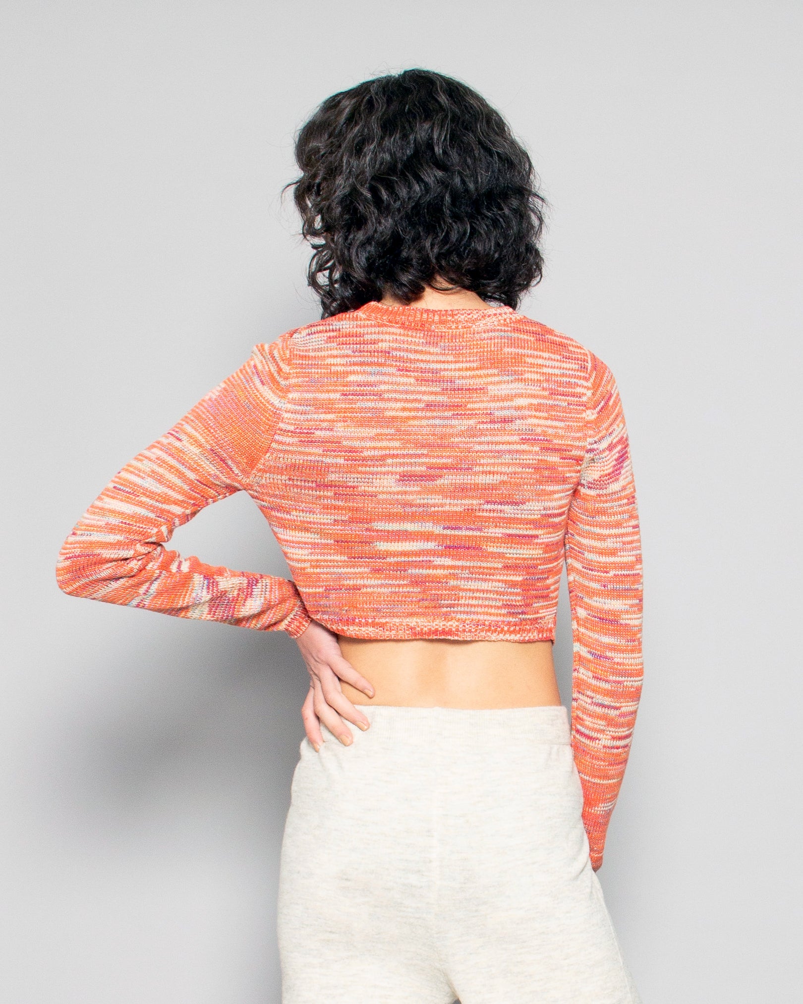 PERSONS Wess Split Front Crop Top in Creamsicle available at Lahn.shop