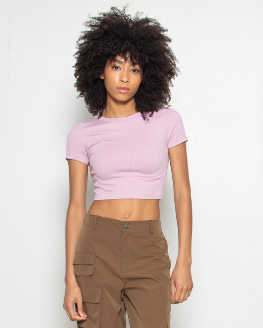 PERSONS Yara Seamless Baby Tee in Lilac