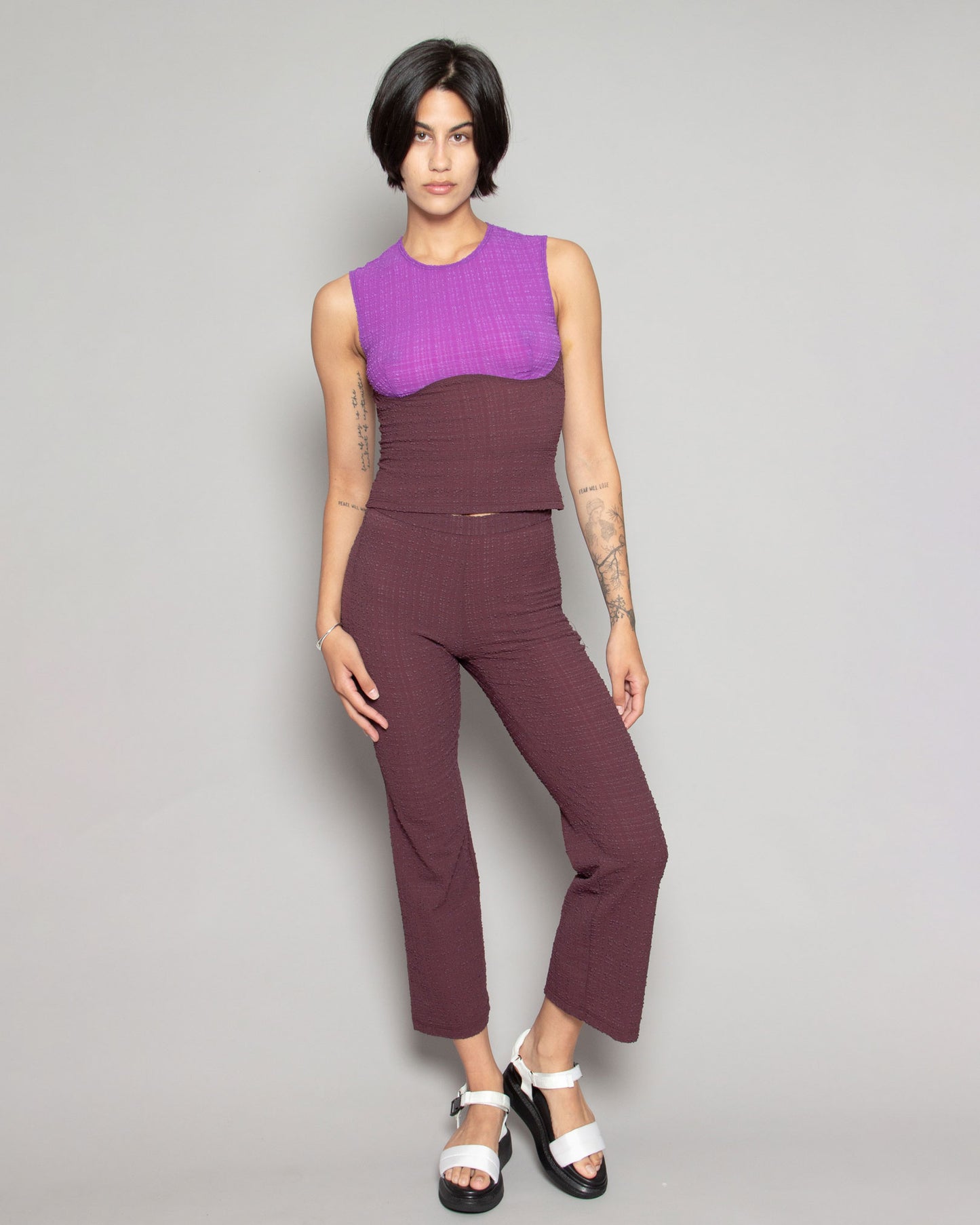 RACHEL COMEY Mando Pant in Maroon Stretchy Check available at Lahn.shop