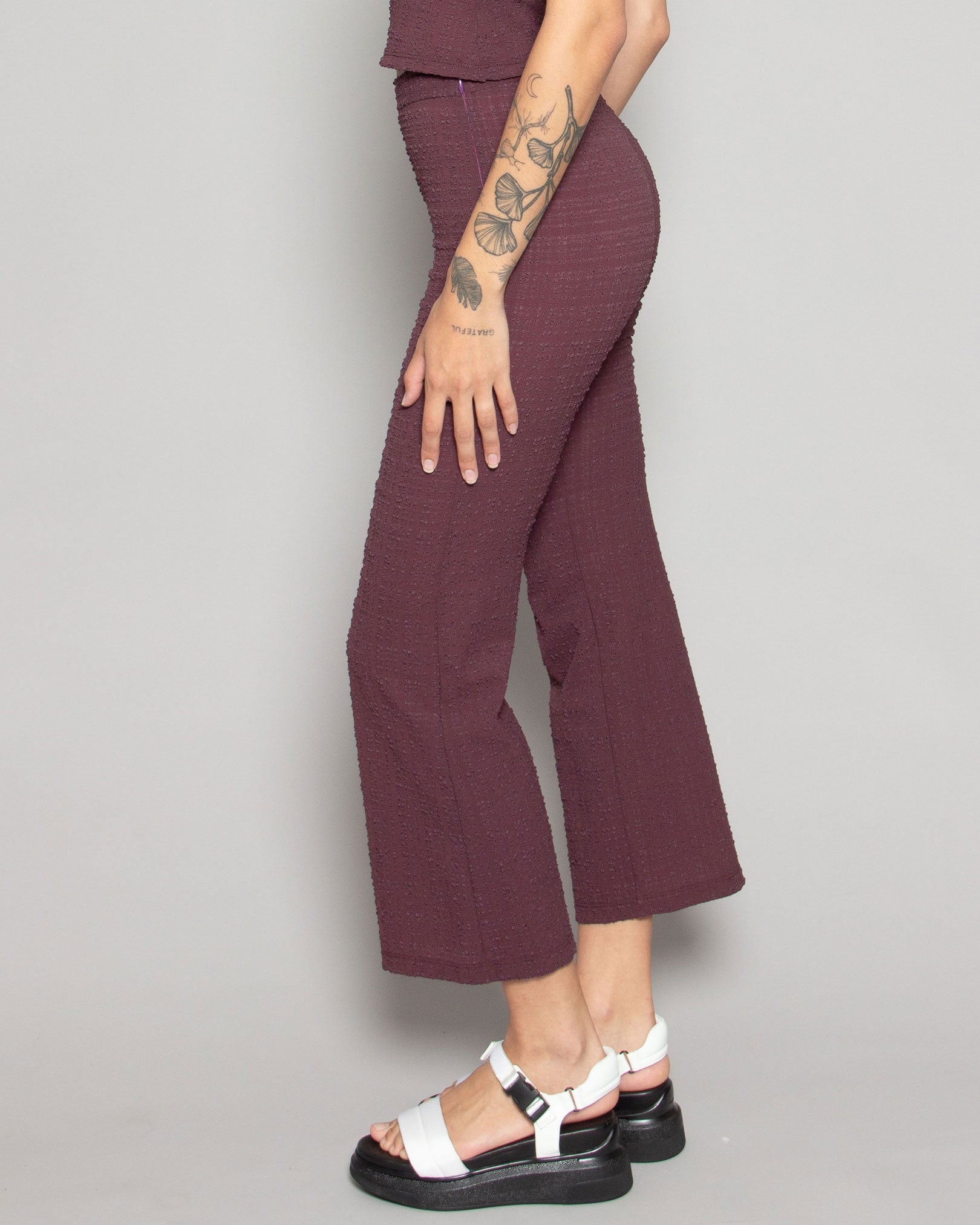 RACHEL COMEY Mando Pant in Maroon Stretchy Check available at Lahn.shop