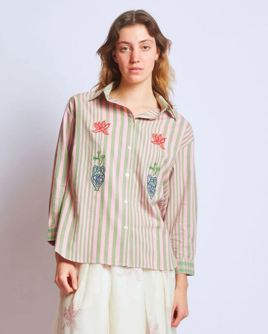 RUJUTA SHETH Andy Embroidered Shirt in Hudson Stripe X Chex