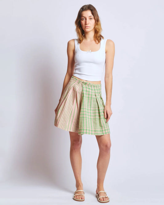 RUJUTA SHETH Frida Skort in Hudson Stripe X Chex