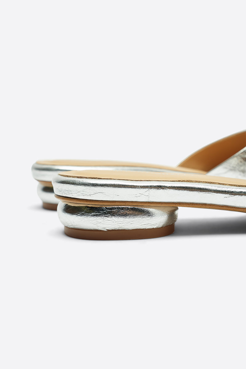 INTENTIONALLY BLANK Sadie Metallic Sandal in Mercury available at Lahn.shop