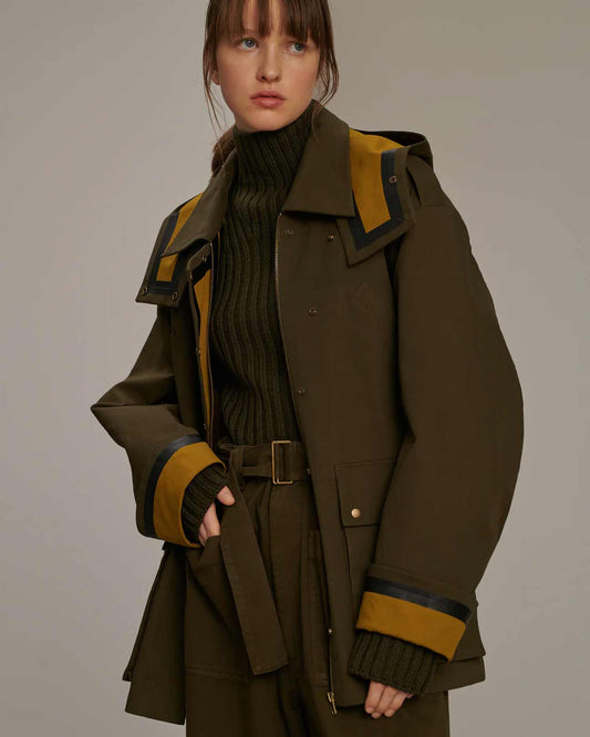 SOEUR Berne Parka Coat in Kaki