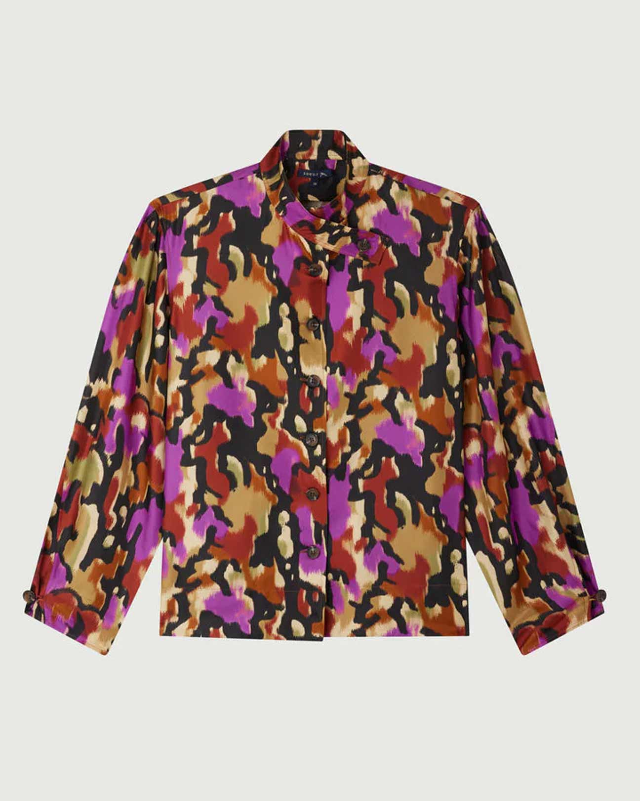 SOEUR Calypso Silk Shirt in Fuschia/Hazelnut