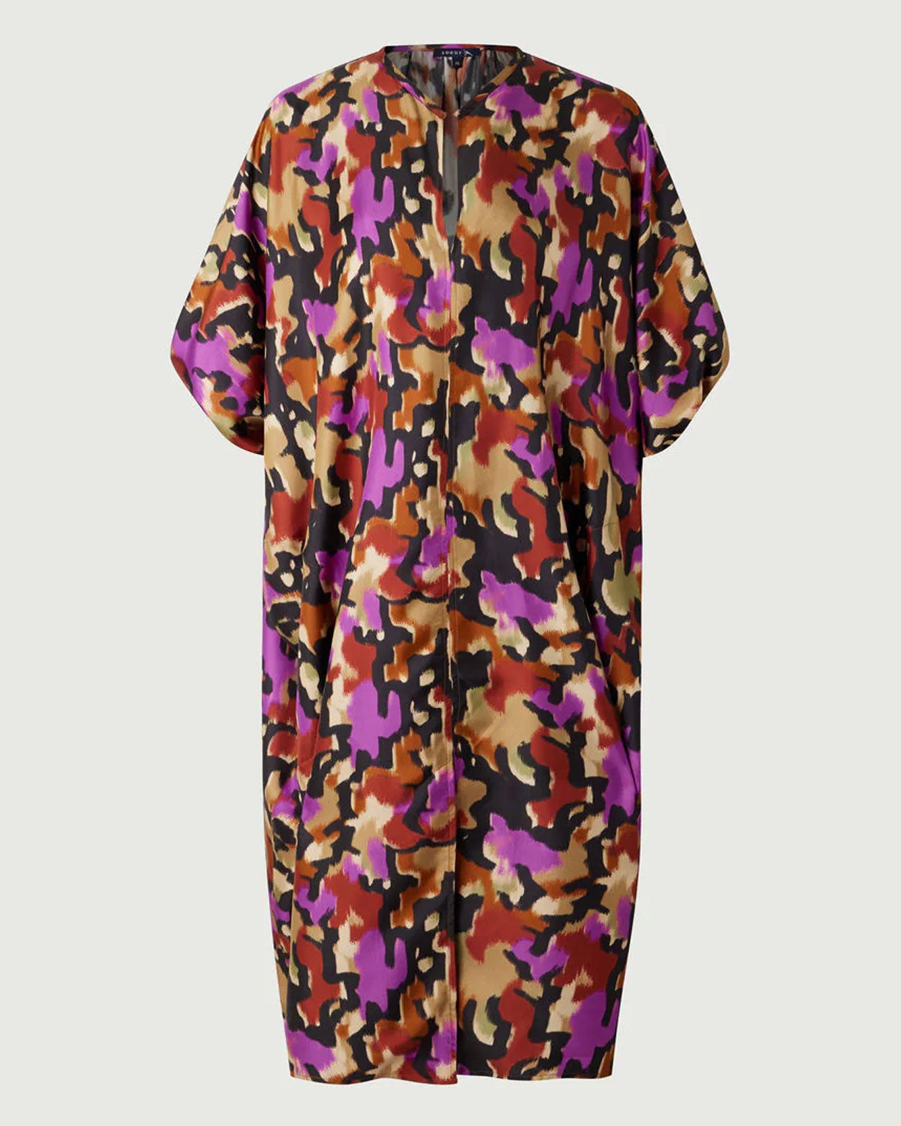 SOEUR Alger Silk Dress in Fuchsia Print