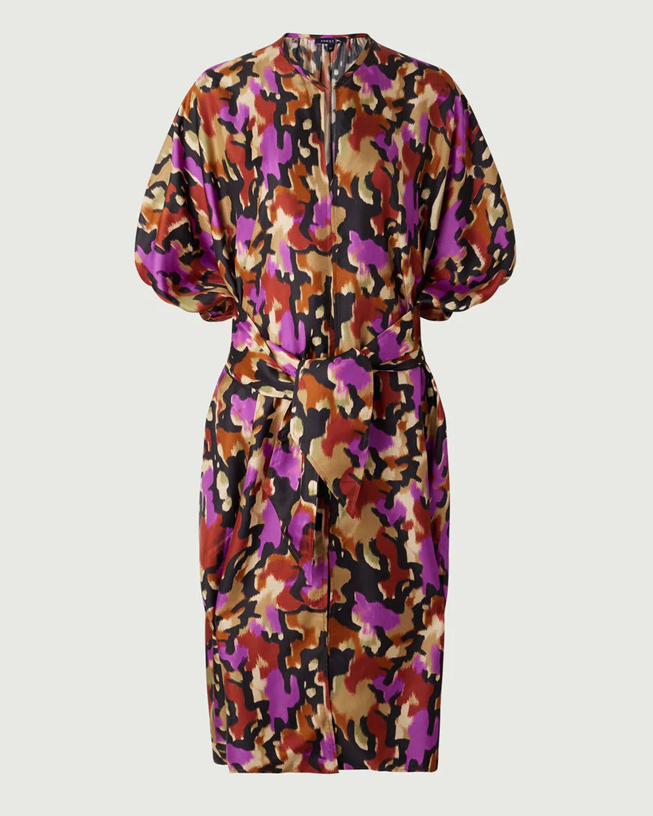 SOEUR Alger Silk Dress in Fuchsia Print