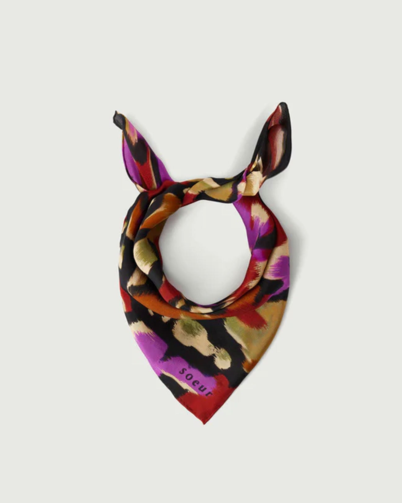 SOEUR Dalton Silk Scarf in Fuchsia Print