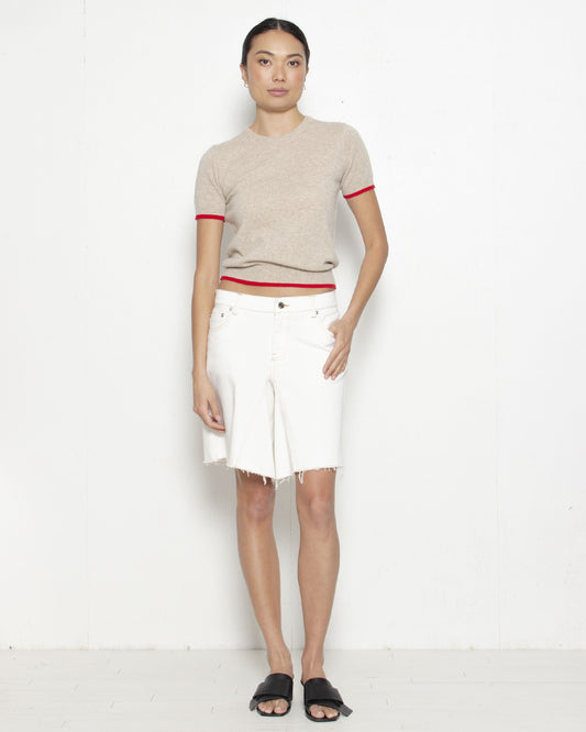 T.W.I.N. Cashmere Tee in Sand & Red