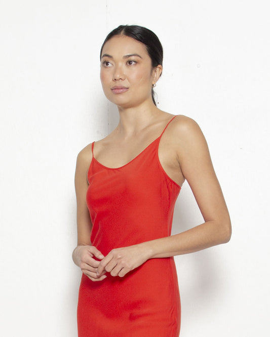 T.W.I.N. Bias Cut Slip Dress in Red