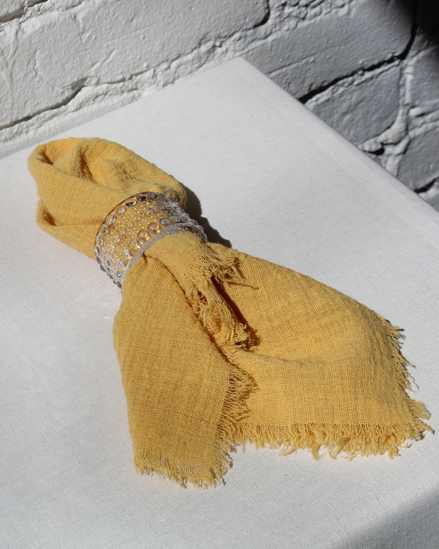 9 CHRISTOPHER Washed Linen Napkin in Mustard