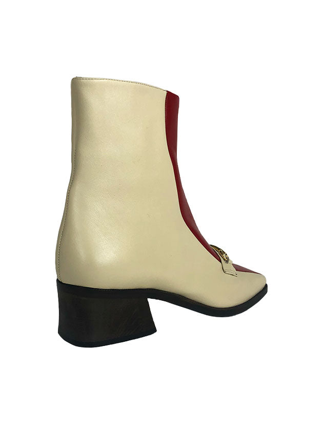 SUZANNE RAE Bitone Welt Sole Boot in Cream/Red available at Lahn.shop