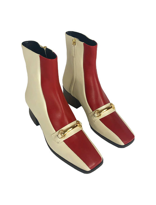 SUZANNE RAE Bitone Welt Sole Boot in Cream/Red