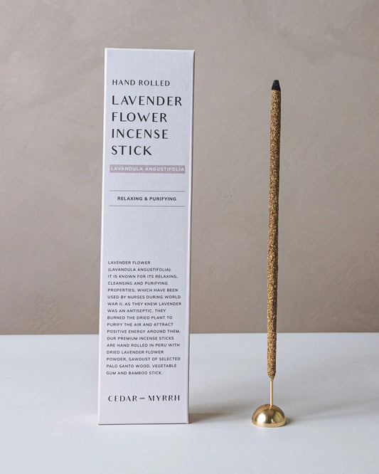 CEDAR AND MYRRH Lavender Flower Incense Sticks available at Lahn.shop