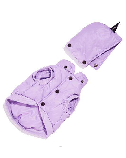 FOUND MY ANIMAL Puffer Coat With Removable Hood in Lilac available at Lahn.shop