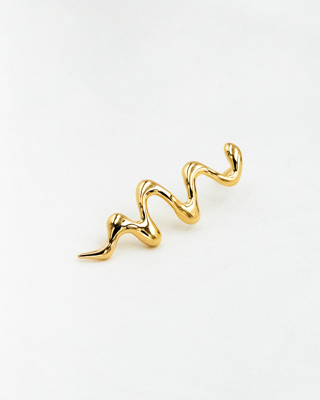 IDAMARI Alda Wave Pin in 18k Gold plated Sterling Silver available at Lahn.shop