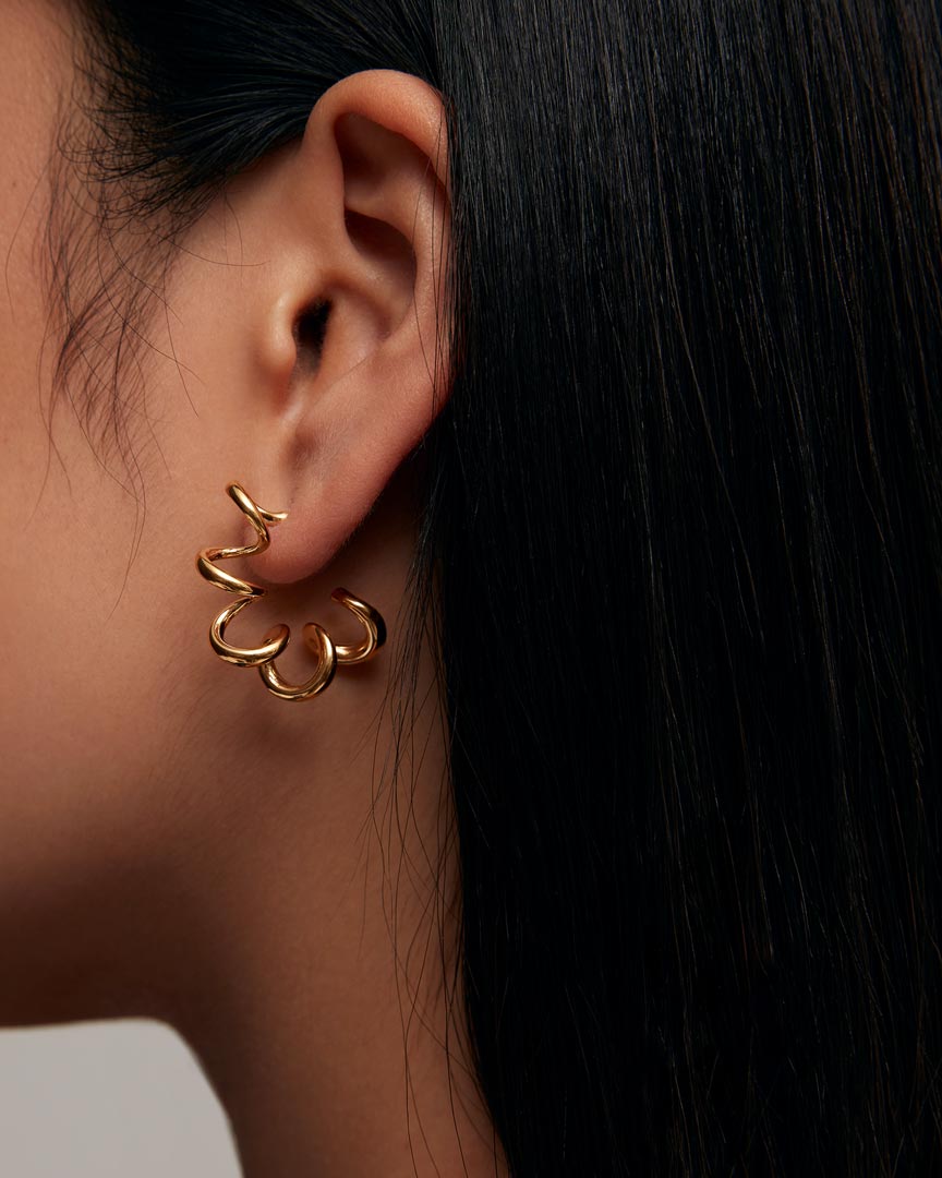 IDAMARI Spring Earrings in Gold available at Lahn.shop