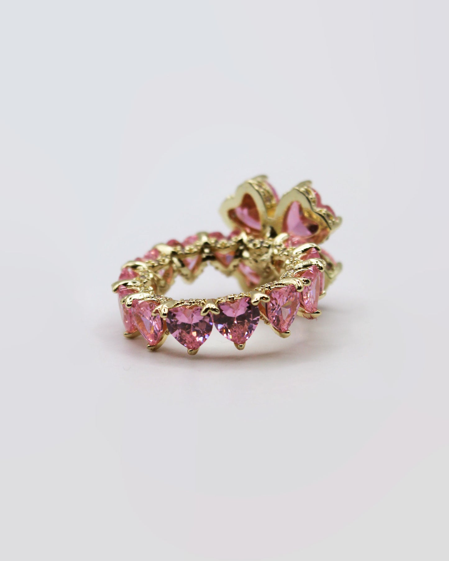 SUSANNA CHOW Crystal Clover Ring in Pink & Gold